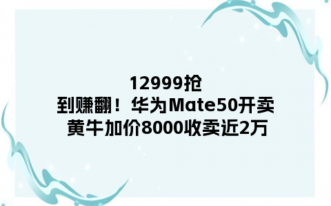12999抢到赚翻！华为Mate50开卖 黄牛加价8000收卖近2万