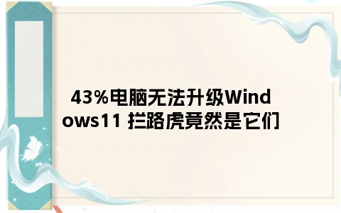 43%电脑无法升级Windows11 拦路虎竟然是它们