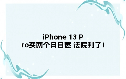 iPhone 13 Pro买两个月自燃 法院判了！
