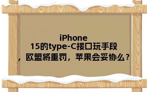 iPhone15的type-C接口玩手段，欧盟将重罚，苹果会妥协么？