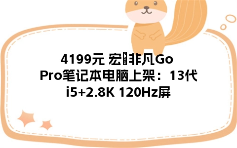 4199元 宏碁非凡Go Pro笔记本电脑上架：13代i5+2.8K 120Hz屏