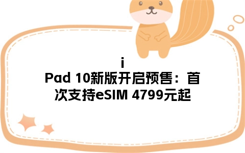 iPad 10新版开启预售：首次支持eSIM 4799元起
