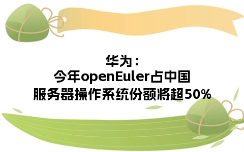 华为：今年openEuler占中国服务器操作系统份额将超50%