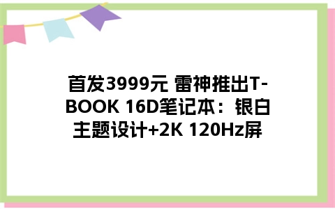 首发3999元 雷神推出T-BOOK 16D笔记本：银白主题设计+2K 120Hz屏