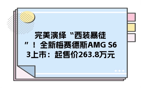 完美演绎“西装暴徒”！全新梅赛德斯AMG S63上市：起售价263.8万元