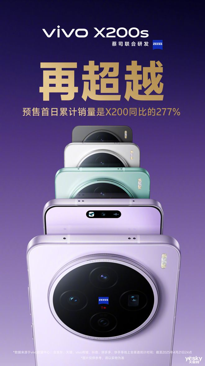 最强苹替vivo X200s开售，首日预售销量为X200同比277%